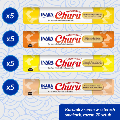 INABA Cat Churu Varieties Chicken Mix - kremowe przysmaki dla kotów mix z kurczakiem 20x14g + 4x14g gratis!