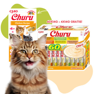 INABA Cat Churu Varieties Chicken - kremowe przysmaki dla kotów z kurczakiem 60x14g + 4x14g gratis!