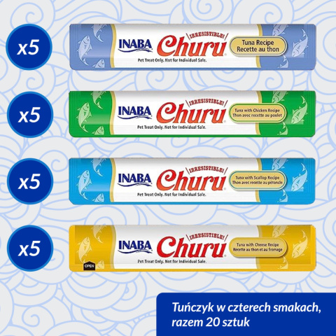 INABA Cat Churu Varieties Tuna - kremowe przysmaki dla kotów z tuńczykiem 20x14g + 4x14g gratis!