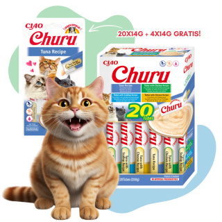 INABA Cat Churu Varieties Tuna - kremowe przysmaki dla kotów z tuńczykiem 20x14g + 4x14g gratis!