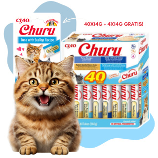 INABA Cat Churu Varieties Tuna - kremowe przysmaki dla kotów z tuńczykiem 40x14g + 4x14g gratis!