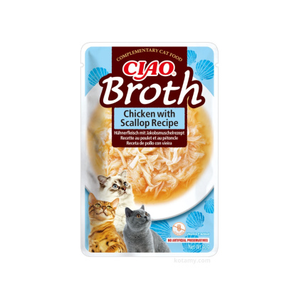 Inaba Ciao Broth Chicken Scallop kurczak z przegrzebkami w rosole - karma uzupełniająca dla kota 40g
