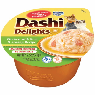 Inaba Dashi Delights kurczak tuńczyk i przegrzebki - karma uzupełniająca dla kota 70g