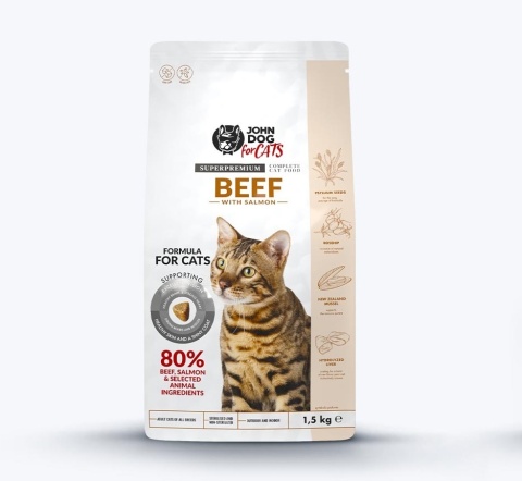 John Dog for Cats wołowina i łosoś 1,5kg - karma sucha dla dorosłych kotów