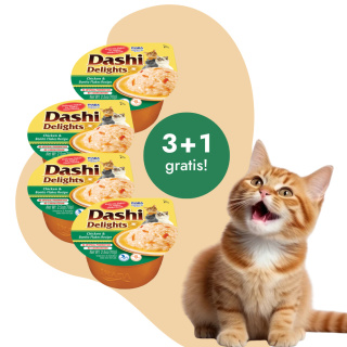 Zestaw promocyjny Inaba Dashi Delights kurczak z płatkami Bonito 3+1 gratis