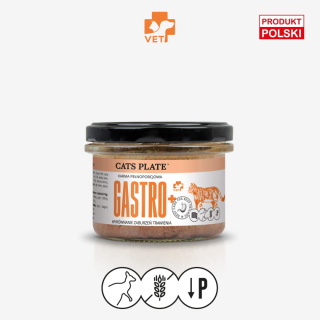 Cats Plate Vet Gastro+ z mięsem z kangura - niskotłuszczowa karma dla kotów 180g