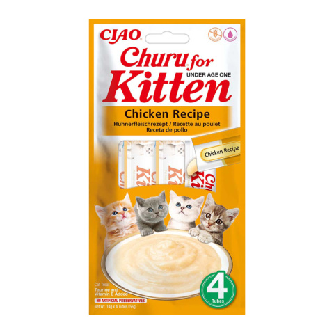 INABA CHURU Kitten Chicken kremowe przysmaki dla kociąt - kurczak 4x14g