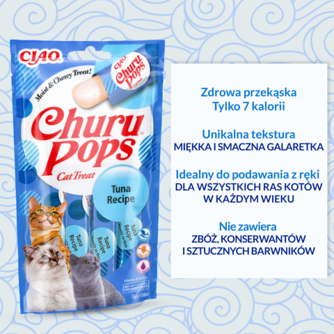 INABA CHURU Pops Tuna 4x15g - przysmak dla kota w postaci galaretki