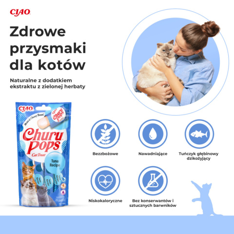 INABA CHURU Pops Tuna 4x15g - przysmak dla kota w postaci galaretki