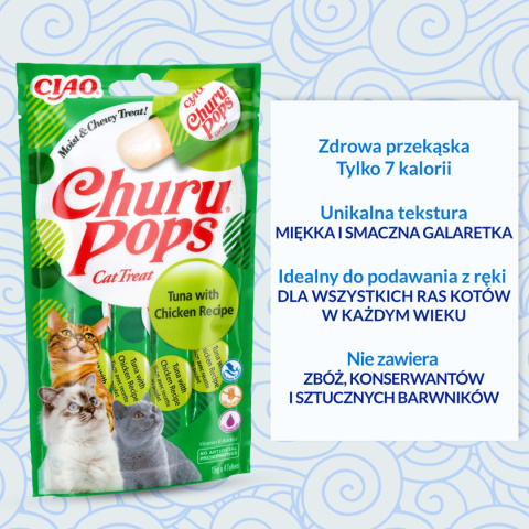 INABA CHURU Pops Tuna with Chicken 4x15g - przysmak dla kota w postaci galaretki