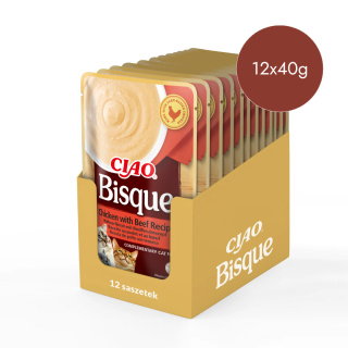 Inaba Ciao Bisque kurczak z wołowiną - kremowa zupa dla kota 12x40g