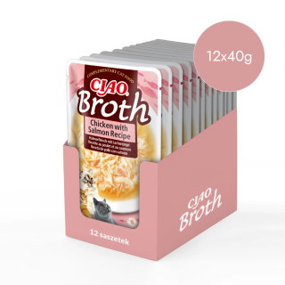 Inaba Ciao Broth kurczak z łososiem w rosole - karma uzupełniająca dla kota 12x40g