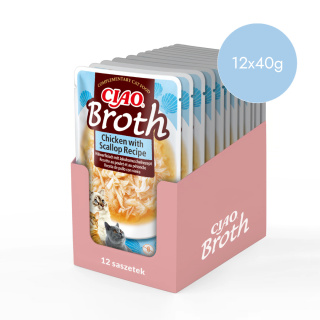 Inaba Ciao Broth kurczak z przegrzebkami w rosole - karma uzupełniająca dla kota 12x40g