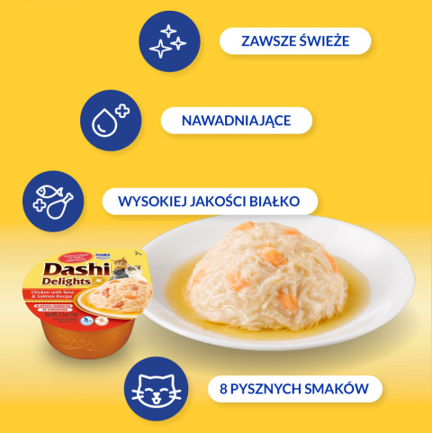 Inaba Dashi Delights kurczak tuńczyk i łosoś - karma uzupełniająca dla kota 70g