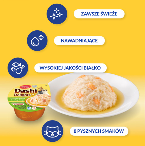 Inaba Dashi Delights kurczak tuńczyk i przegrzebki - karma uzupełniająca dla kota 70g