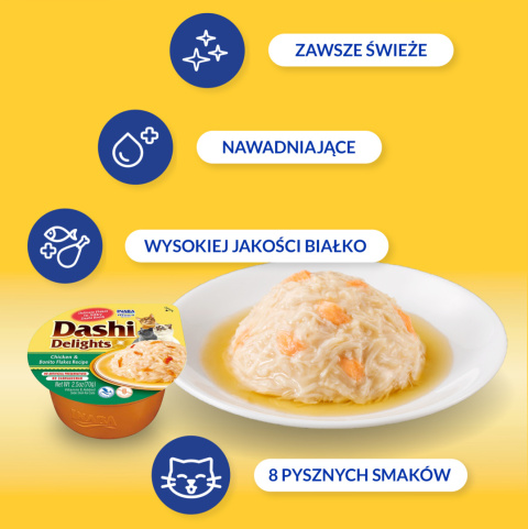 Inaba Dashi Delights kurczak z płatkami tuńczyka Bonito - karma uzupełniająca dla kota 70g