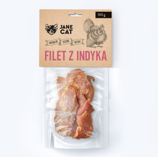 Jane Cat Suszony filet z indyka płaty - przysmak dla kota 100g