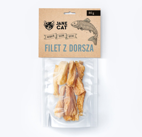 Jane Cat Suszony filet z dorsza paski - przysmak dla kota 80g