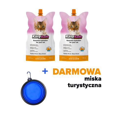 Zestaw KittyRade kurczak 2x250ml + miseczka turystyczna