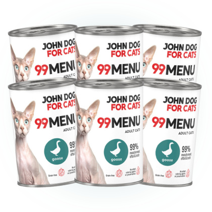 Pakiet 99 MENU John Dog for Cats kurczak i gęś - karma mokra dla kota 6x400g