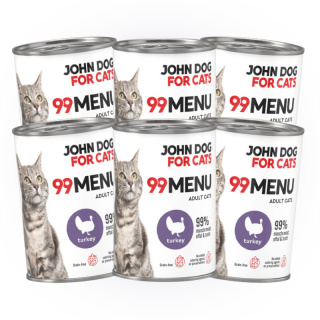 Pakiet 99 MENU John Dog for Cats kurczak i indyk - karma mokra dla kota 6x400g