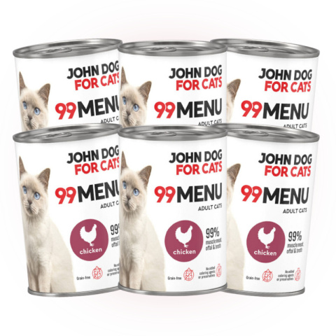 Pakiet 99 MENU John Dog for Cats kurczak - karma mokra dla kota 6x400g