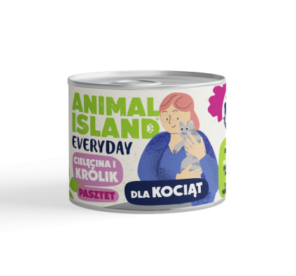 Animal Island Everyday dla kociąt cielęcina i królik - pasztet 185g