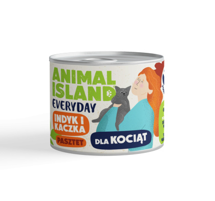 Animal Island Everyday dla kociąt indyk i kaczka - pasztet 185g