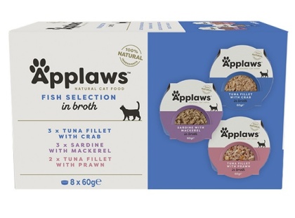 APPLAWS Cat Multipak mix smaków rybnych w bulionie w miseczce dla kota 8x60g