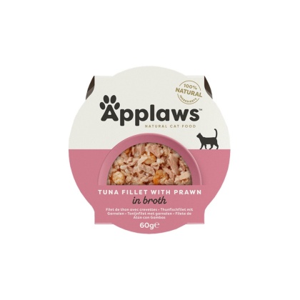 APPLAWS Cat filet z tuńczyka z krewetkami w miseczce dla kota 60g
