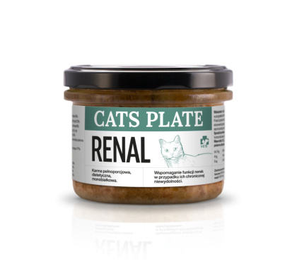 Cats Plate Vet Renal z wołowiną - specjalistyczna karma dla kotów z przewlekłą chorobą nerek 180g
