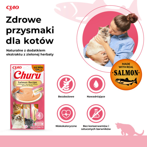 INABA CHURU Salmon - kremowe przysmaki dla kotów łosoś 4x14g