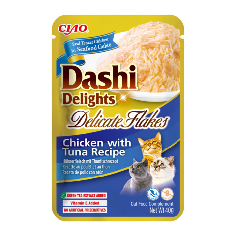 Inaba Dashi Delights Delicate Flakes Chicken Tuna - karma uzupełniająca dla kota w galaretce 40g