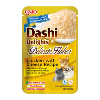 Inaba Dashi Delights Delicate Flakes Chicken Cheese - karma uzupełniająca dla kota w galaretce 40g