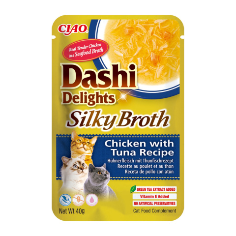Inaba Dashi Delights Silky Broth Chicken Tuna - karma uzupełniająca dla kota w bulionie 40g Inaba Dashi Delights Silky Broth Chicken Tuna - karma uzupełniająca dla kota w bulionie 40g