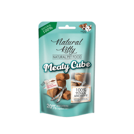 Natural Kitty Meaty Cube kostki z tuńczyka i anchois - przysmak dla kota 60g