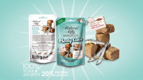 Natural Kitty Meaty Cube kostki z tuńczyka i anchois - przysmak dla kota 60g