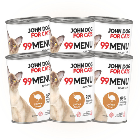 Pakiet 99 MENU John Dog for Cats kurczak i perliczka - karma mokra dla kota 6x400g