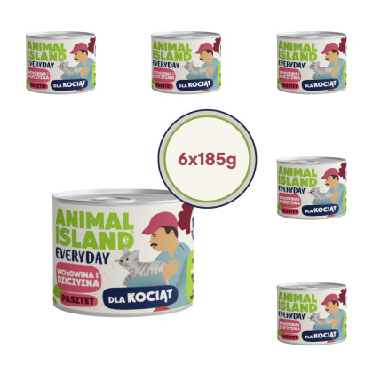 Zestaw Animal Island Everyday dla kociąt wołowina i dziczyzna - pasztet 6x185g