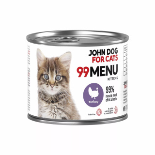 99 MENU John Dog for Cats Kitten kurczak i indyk - karma mokra dla kociąt 200g