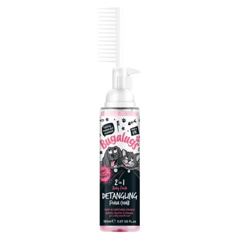 Bugalugs 2in1 Detangling Foam Comb Baby Fresh 150ml - pianka ułatwiająca rozczesywanie sierści kota pudrowy zapach Bugalugs 2in1 Detangling Foam Comb Baby Fresh 150ml - pianka ułatwiająca rozczesywanie sierści kota pudrowy zapach