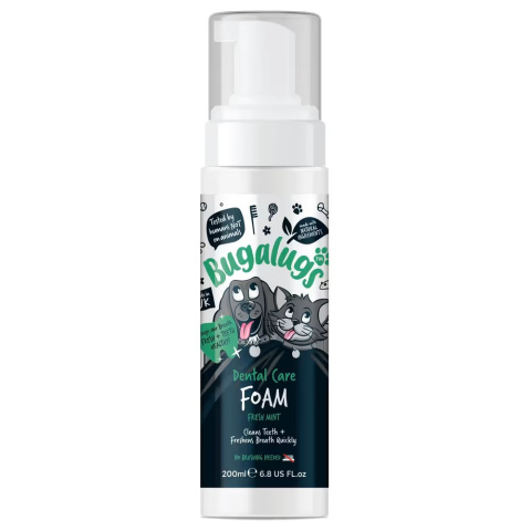 Bugalugs Dental Care Foam 200ml - pianka do zębów dla kota niewymagająca szczotkowania miętowa