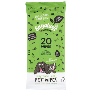 Bugalugs Fragrance Free Pet Wipes 20szt - bezzapachowe nawilżane chusteczki dla kota biodegradowalne