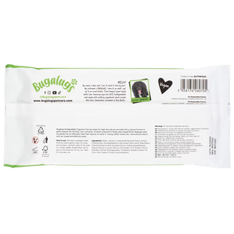 Bugalugs Fragrance Free Pet Wipes 20szt - bezzapachowe nawilżane chusteczki dla kota biodegradowalne Bugalugs Fragrance Free Pet Wipes 20szt - bezzapachowe nawilżane chusteczki dla kota biodegradowalne