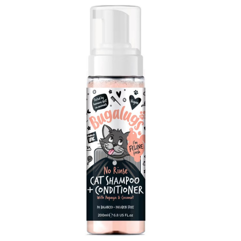Bugalugs Papaya & Coconut 2in1 No Rinse Cat Shampoo 200ml - szampon z odżywką dla kota bez spłukiwania Bugalugs Papaya & Coconut 2in1 No Rinse Cat Shampoo 200ml - szampon z odżywką dla kota bez spłukiwania