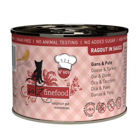 Catz Finefood Ragout N.603 Gęś i indyk - karma dla kota w sosie 190g Catz Finefood Ragout N.603 Gęś i indyk - karma dla kota w sosie 190g