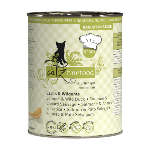 Catz Finefood Ragout N.605 Łosoś i dzika kaczka - karma dla kota w sosie 380g Catz Finefood Ragout N.605 Łosoś i dzika kaczka - karma dla kota w sosie 380g