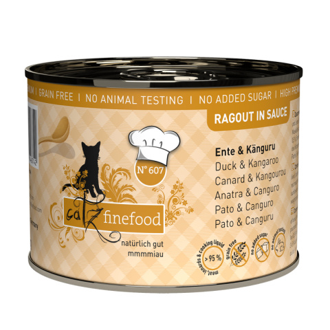 Catz Finefood Ragout N.607 Kaczka i kangur - karma dla kota w sosie 190g Catz Finefood Ragout N.607 Kaczka i kangur - karma dla kota w sosie 190g