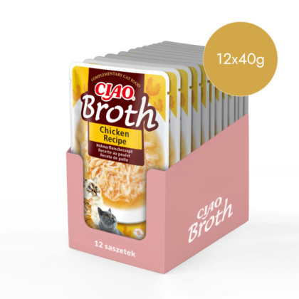 Zestaw Inaba Ciao Broth kurczak w rosole - karma uzupełniająca dla kota 12x40g