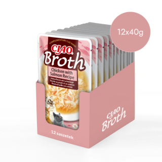 Zestaw Inaba Ciao Broth kurczak z łososiem w rosole - karma uzupełniająca dla kota 12x40g
